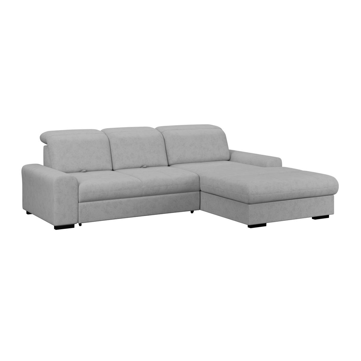 Ecksofa mit Bettfunktion Malaga New Chenille Grau - Schwarz/Grau, KONVENTIONELL, Textil (286/203cm) - Ondega