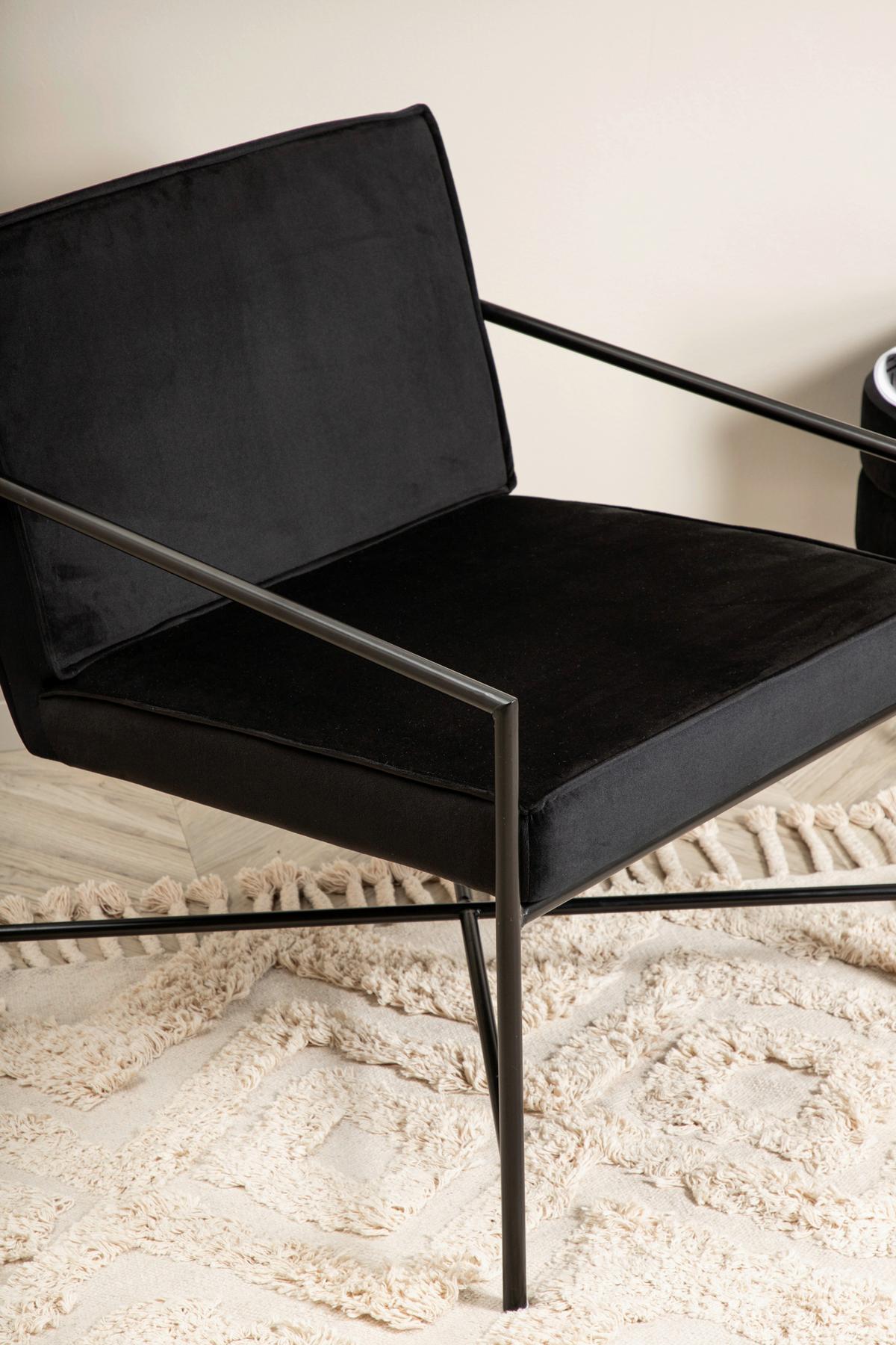 Sessel Rakel - Schwarz, Design, Textil/Metall (66/78/65cm) - Livetastic