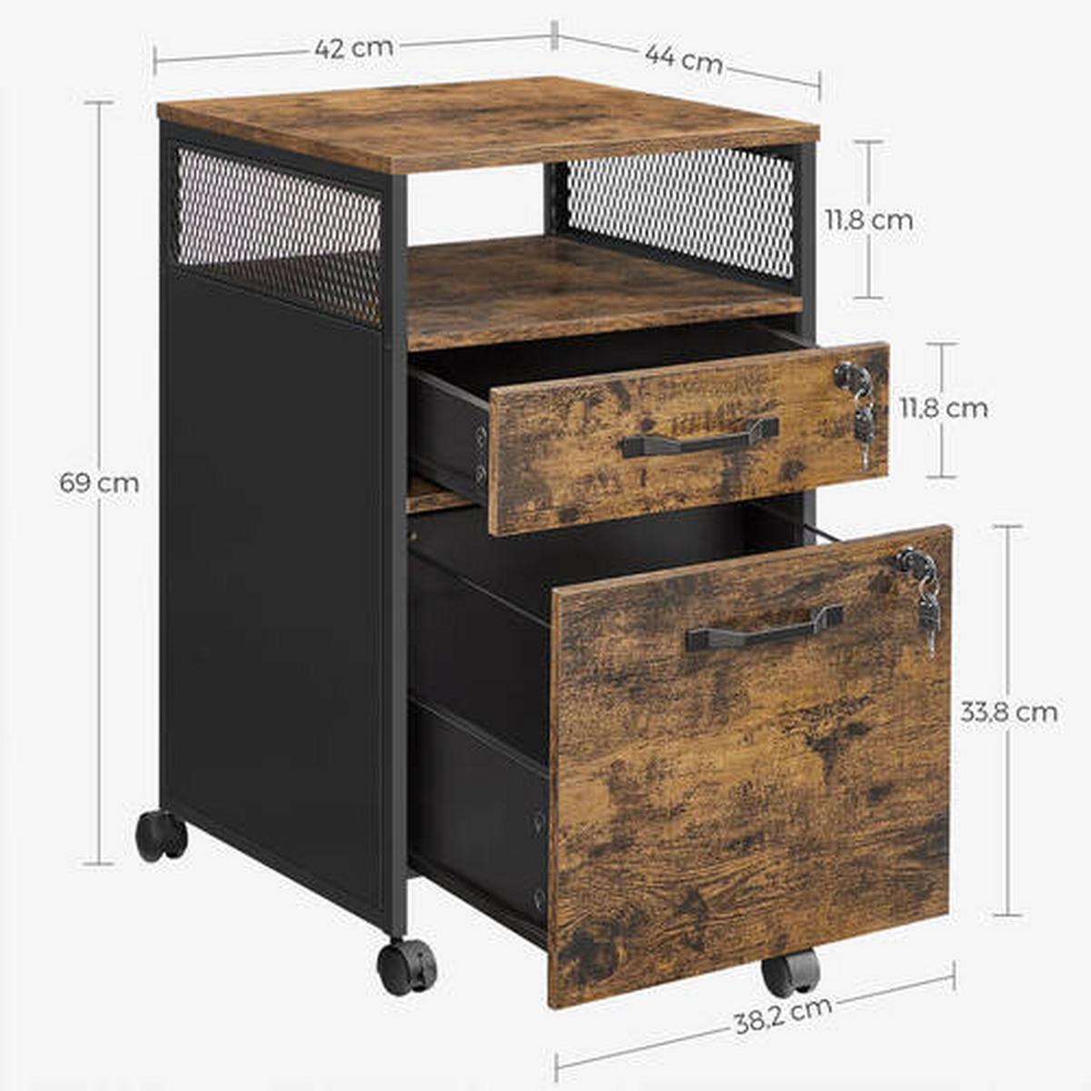 Rollcontainer Iron B: 44 Cm Braun/schwarz - Schwarz/Braun, Basics, Holz/Metall (44/69/42cm) - Boxxx