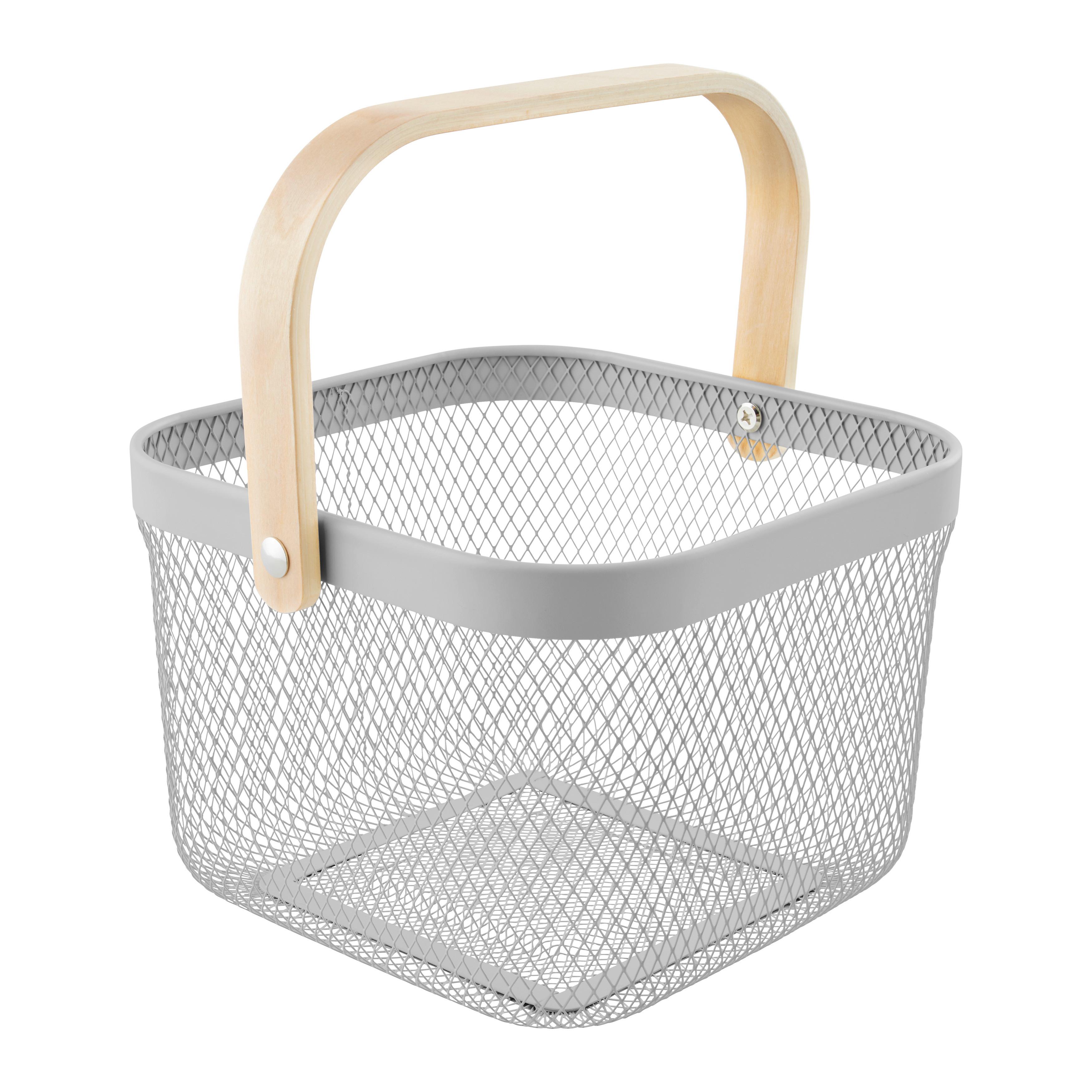 Univerzálny košík BETTY - šedá, Moderní, kov/dřevo (26.8/25.5/17.5cm) - Mömax
