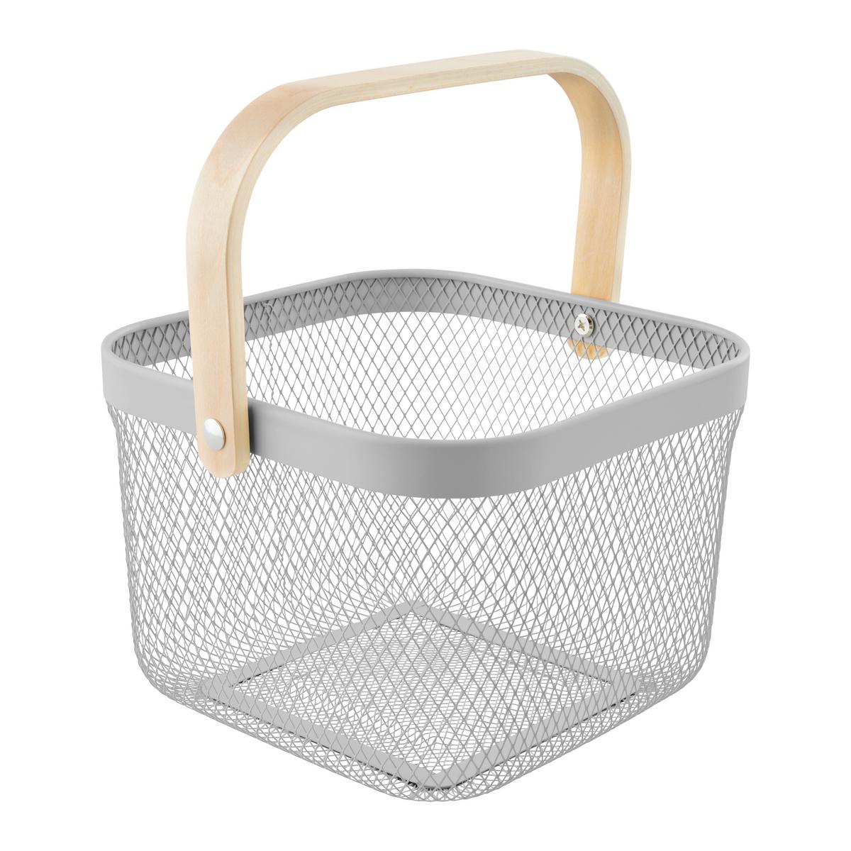 Univerzálny košík BETTY - sivá, Modern, kov/drevo (26.8/25.5/17.5cm) - Mömax