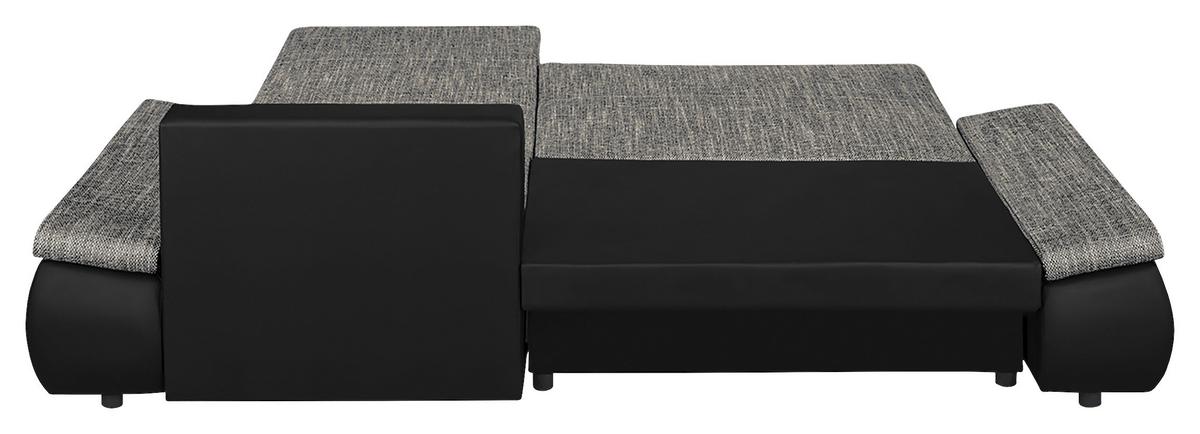 Ecksofa Acra Grau, Schwarz S:266x175cm - Chromfarben/Schwarz, Design, Textil (266/175cm) - Livetastic