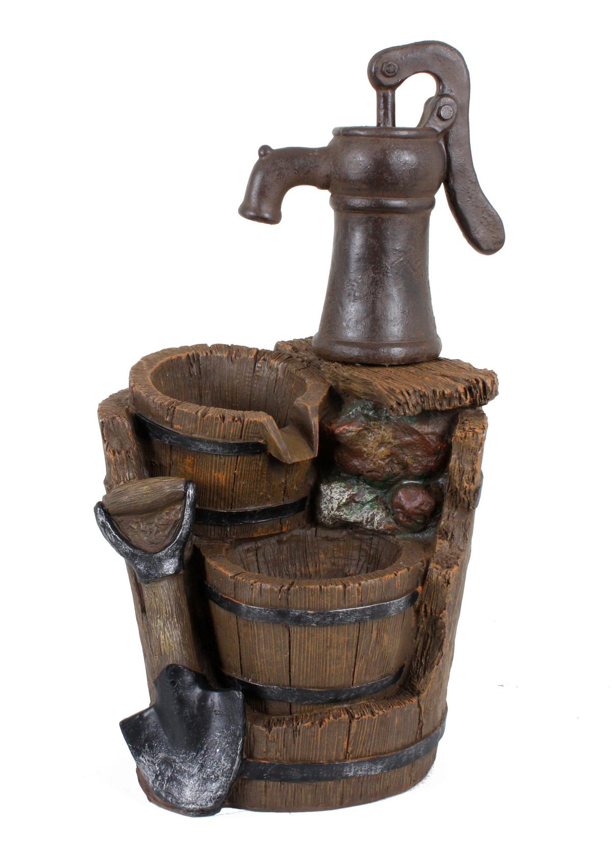 Gartenbrunnen Triton Holz-/Steinoptik inkl. Zubehör - Basics, Kunststoff (30/60/34cm)