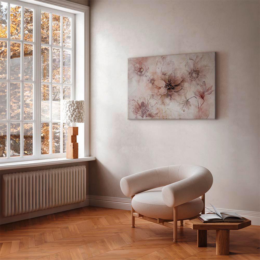 Leinwandbild Flolar Poem Cappuccino Grauweiß B: 60 cm - Grauweiß/Cappuccino, Basics, Holzwerkstoff/Textil (60/40/1,2cm) - artgeist