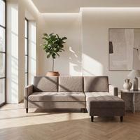 Ecksofa Palermo Taupe, mit Stauraum - Taupe/Schwarz, Basics, Textil (213/154cm) - Livetastic