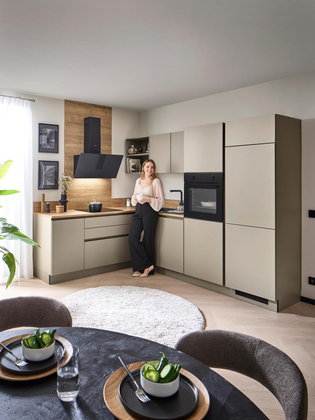 Eckküche Win - Eichefarben/Creme, MODERN, Holzwerkstoff (205,2/278,2cm) - Express-Kuechen