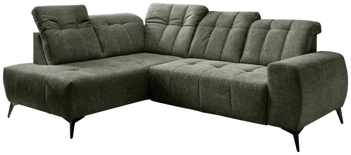 Ecksofa Sano, Grün S: 200x261 cm - Schwarz/Grün, MODERN, Textil (200/261cm) - Livetastic