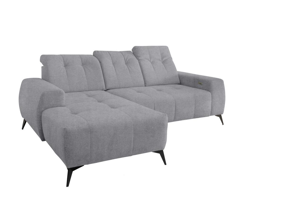 Ecksofa mit USB Anschluss Sano, Hellgrau, S: 180x258 cm - Hellgrau/Schwarz, MODERN, Textil (180/258cm) - Livetastic