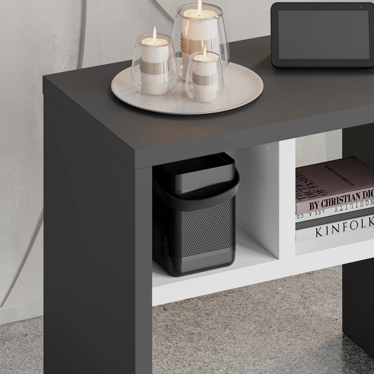 Beistelltisch Komoti Anthrazit/weiß B: 29,5 Cm - Anthrazit/Weiß, Design, Holzwerkstoff (50/29,5/45cm) - Livetastic