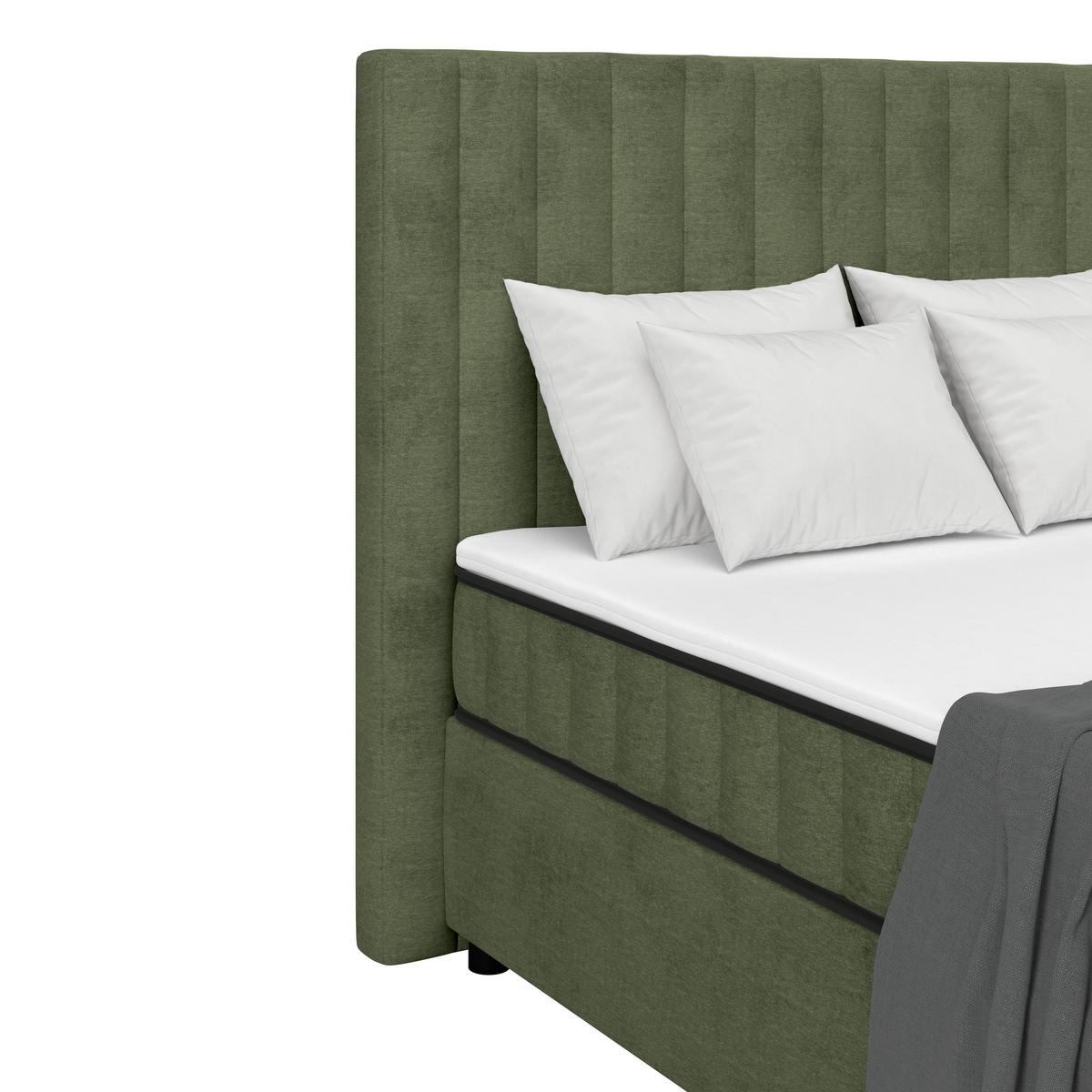 Boxbett Maya inkl. Bettkasten Olivgrün 140x220 cm - Schwarz/Olivgrün, MODERN, Holz/Holzwerkstoff (140/220cm)