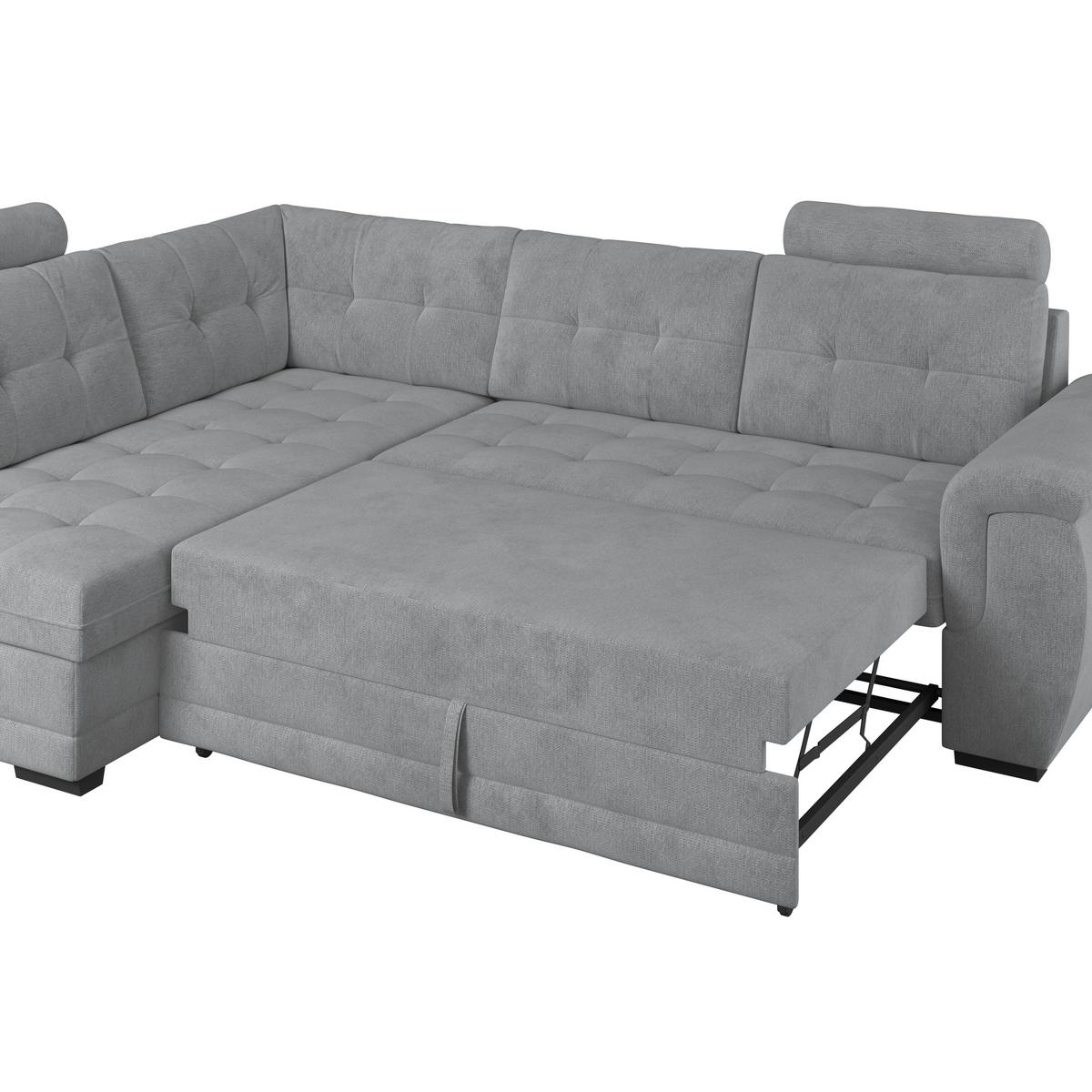 Ecksofa mit Schlaffunktion Falco new Grau 183x251 cm - Schwarz/Grau, KONVENTIONELL, Textil (183/251cm) - Ondega
