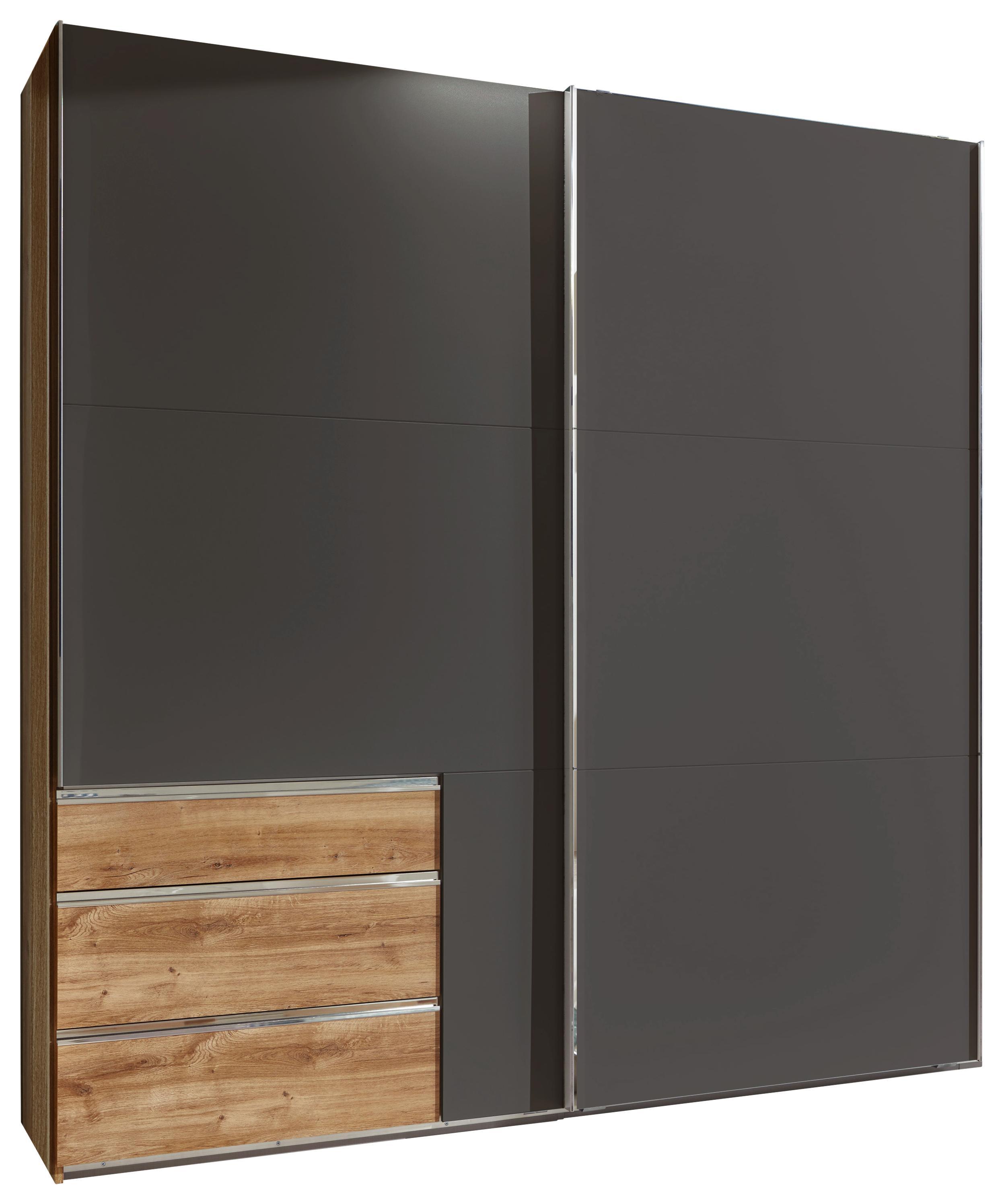 Schwebetürenschrank Level 36a B:250cm Graphit/ Eiche Dekor - Eichefarben/Graphitfarben, MODERN, Holzwerkstoff (250/216/65cm)