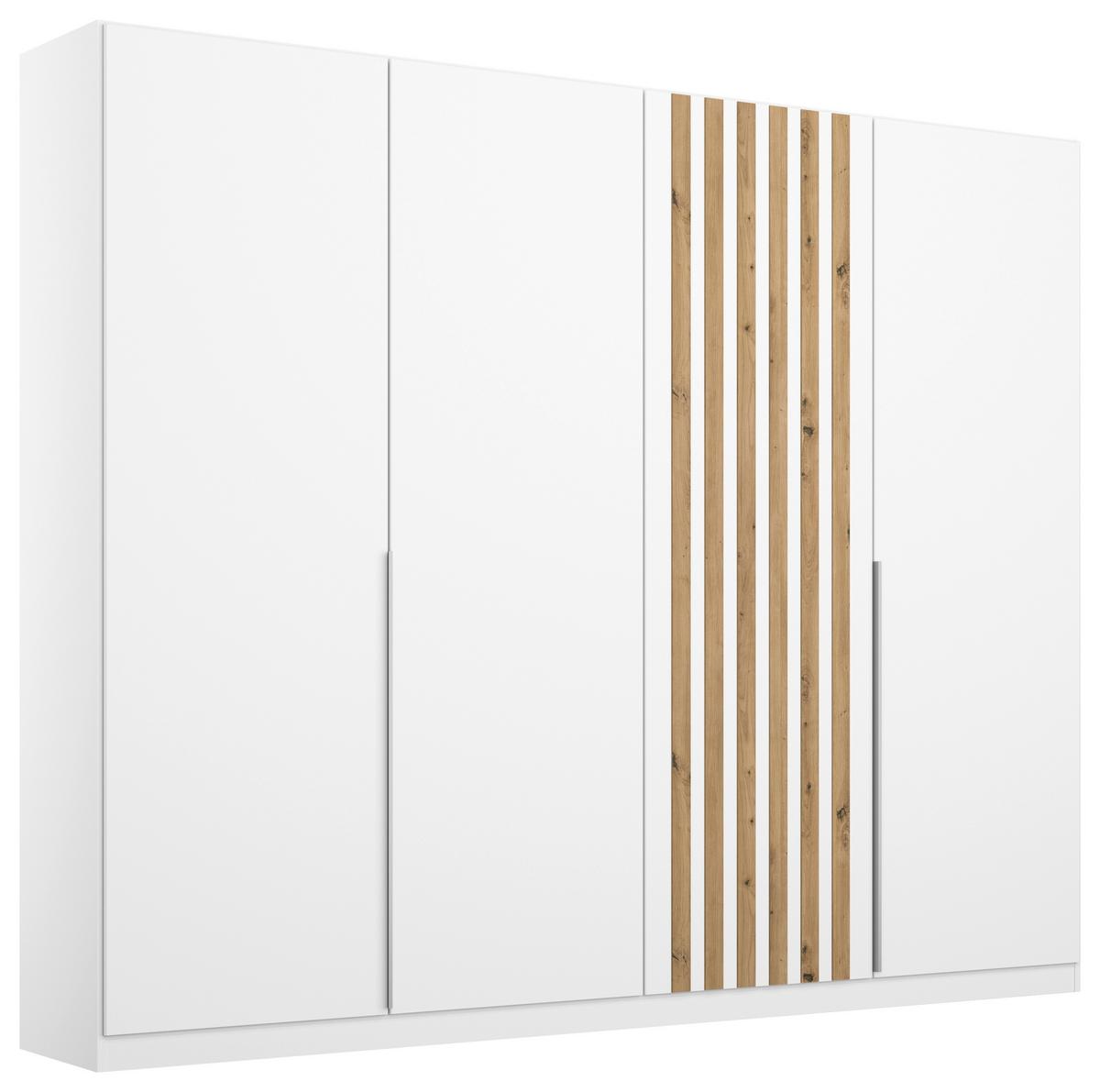 Drehtürenschrank 225 cm Lamella Weiß/Eiche Dekor - Weiß/Eiche Artisan, MODERN, Holzwerkstoff (226/210/54cm) - Rauch Möbel