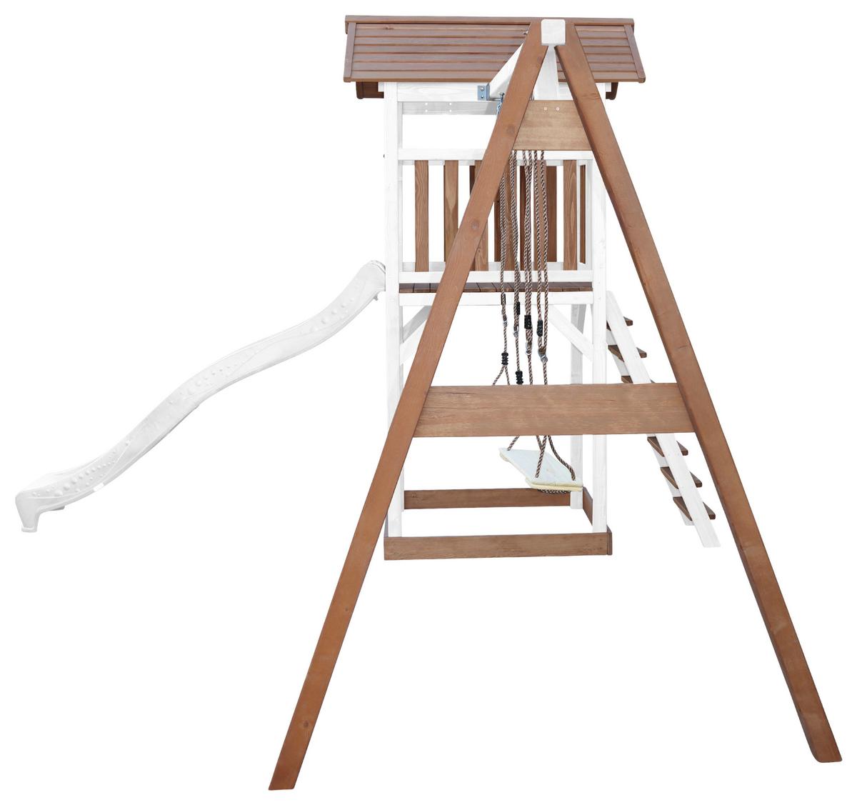 Spielturm A025.122.91 - Braun/Weiß, KONVENTIONELL, Holz/Kunststoff (356,6/241,9/349cm) - Ambia Garden