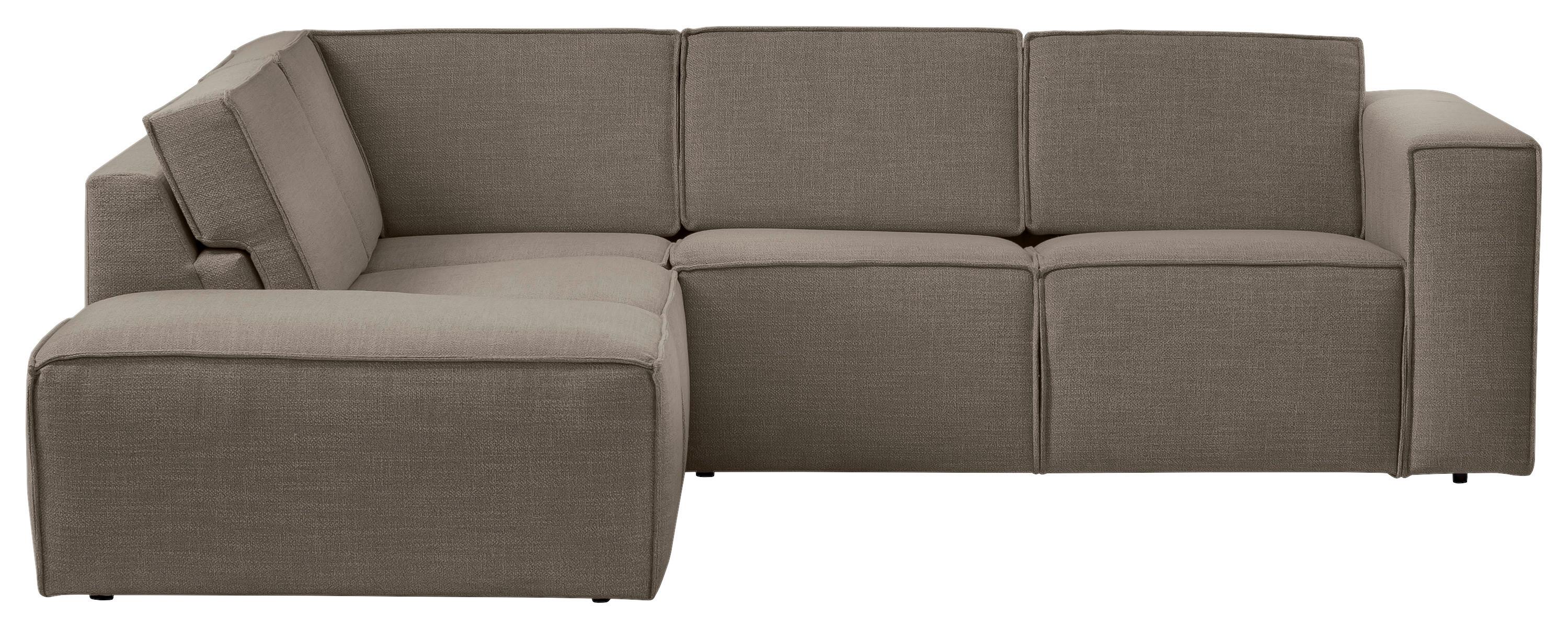 Ecksofa Dice Taupe/Grau 220x275 cm - Taupe/Schwarz, MODERN, Textil (220/275cm) - Trendmanufaktur