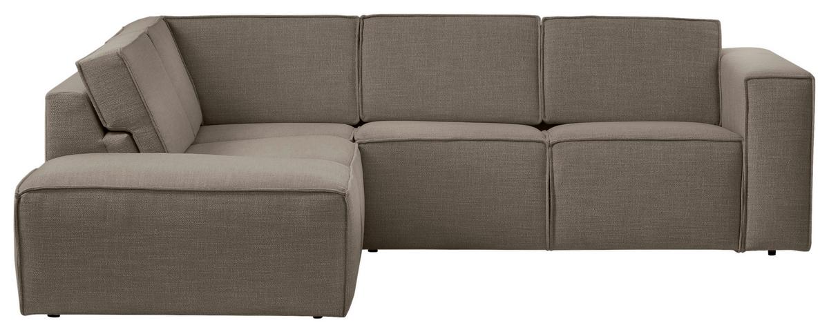 Ecksofa Dice Taupe/Grau 220x275 cm - Taupe/Schwarz, MODERN, Textil (220/275cm) - Trendmanufaktur