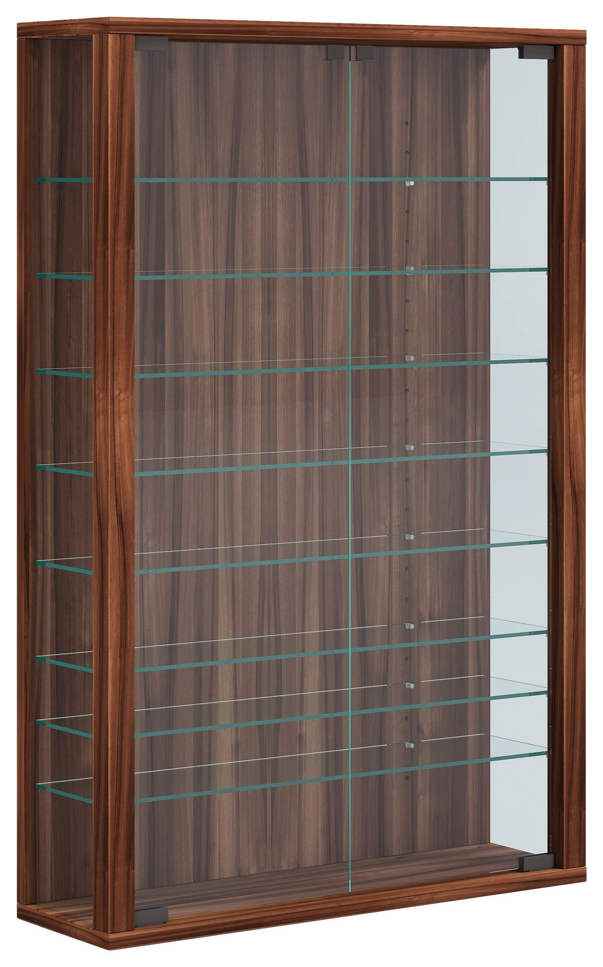 Vitrine Vitrosa Nussbaumfarben Dekor B: 59 cm - Nussbaumfarben/Schwarz, Design, Glas/Holzwerkstoff (59/91/18cm) - MID.YOU