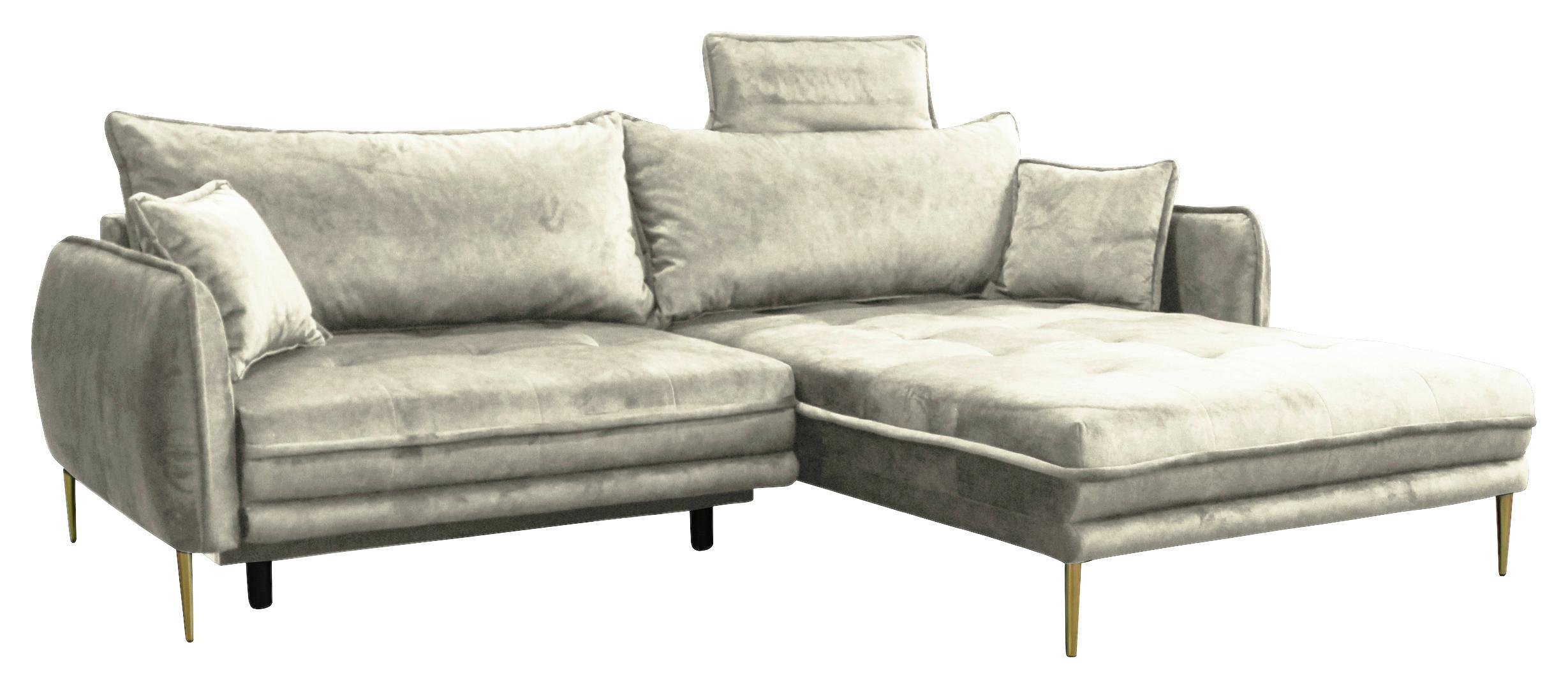 Ecksofa Whisper Creme S: 264x196 cm - Goldfarben/Creme, Design, Textil (264/196cm) - MID.YOU
