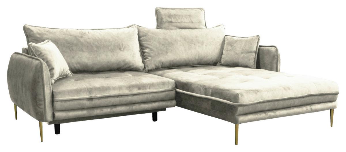 Ecksofa Whisper Creme S: 264x196 cm - Goldfarben/Creme, Design, Textil (264/196cm) - MID.YOU