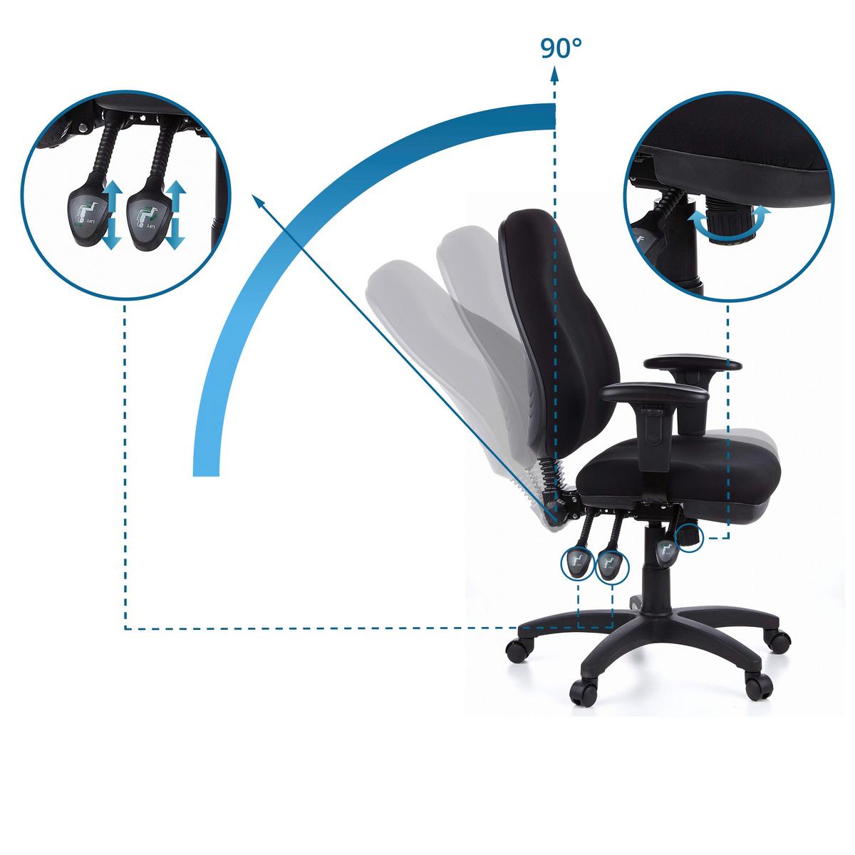 Bürostuhl Zenit Pro Schwarz Bis 120 Kg - Schwarz, Basics, Kunststoff/Textil (58/121/46cm) - MID.YOU