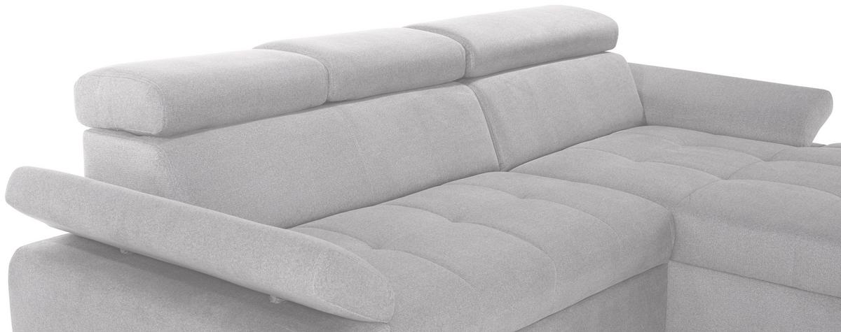 Ecksofa Mit Bettkasten Perry Silberfarben 292x183 Cm - Silberfarben, Design, Textil (292/183cm) - Livetastic