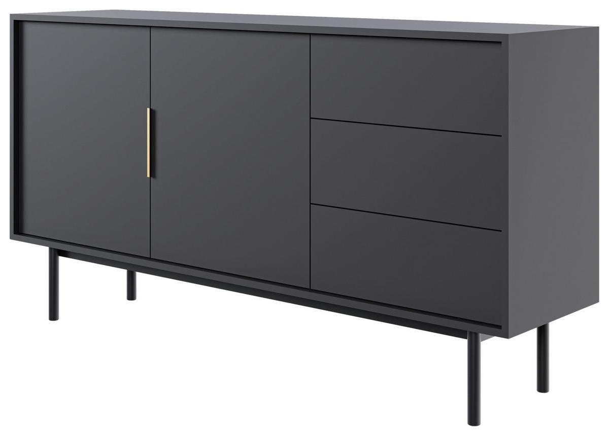 Komoda AVIV - černá/barvy zlata, Design, kov/kompozitní dřevo (154/82/39cm) - MID.YOU