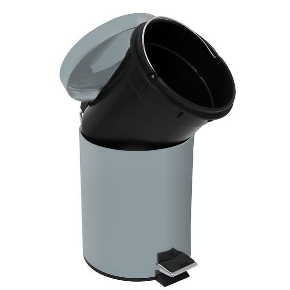 Kosmetikeimer Unis 3l Hellgrau Metall Dxh 17x25 - Hellgrau/Schwarz, Basics, Kunststoff/Metall (17/25cm)