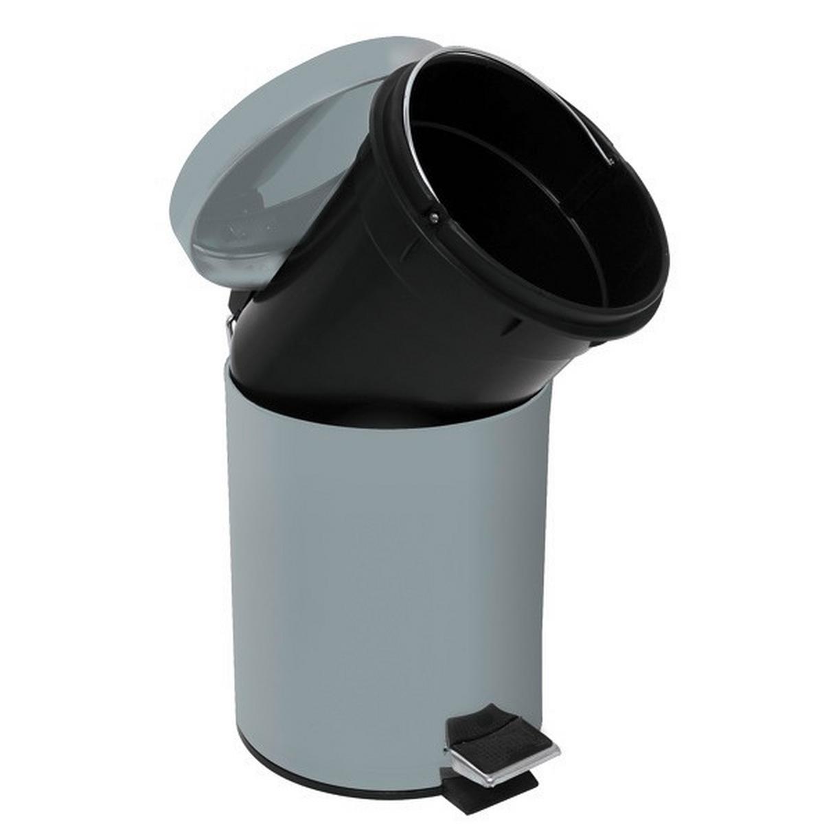 Kosmetikeimer Unis 3l Hellgrau Metall Dxh 17x25 - Hellgrau/Schwarz, Basics, Kunststoff/Metall (17/25cm)