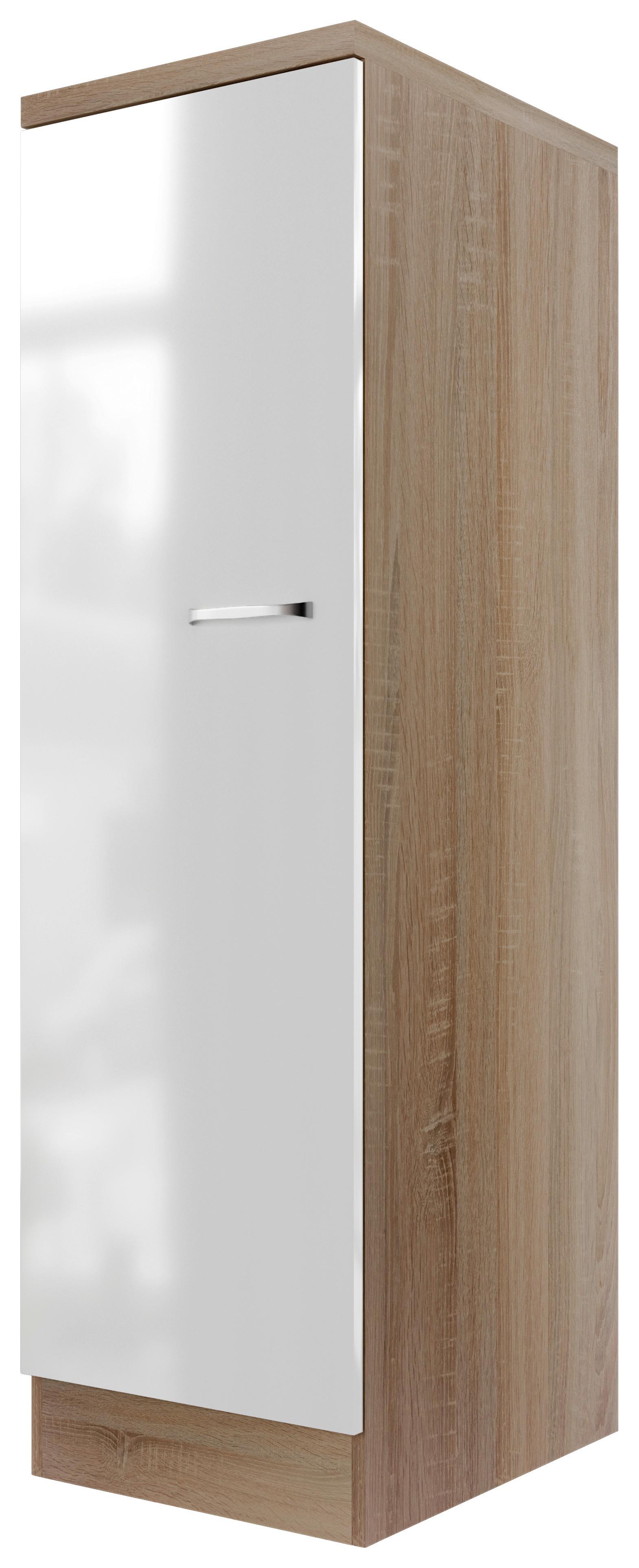 Küchen-Hochschrank Valero B: 50 cm Eiche Dekor/Weiß - Weiß Hochglanz/Sonoma Eiche, KONVENTIONELL, Holzwerkstoff (50/169,5/60cm) - FlexWell