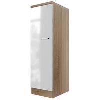 Küchen-Hochschrank Valero B: 50 cm Eiche Dekor/Weiß - Weiß Hochglanz/Sonoma Eiche, KONVENTIONELL, Holzwerkstoff (50/169,5/60cm) - FlexWell