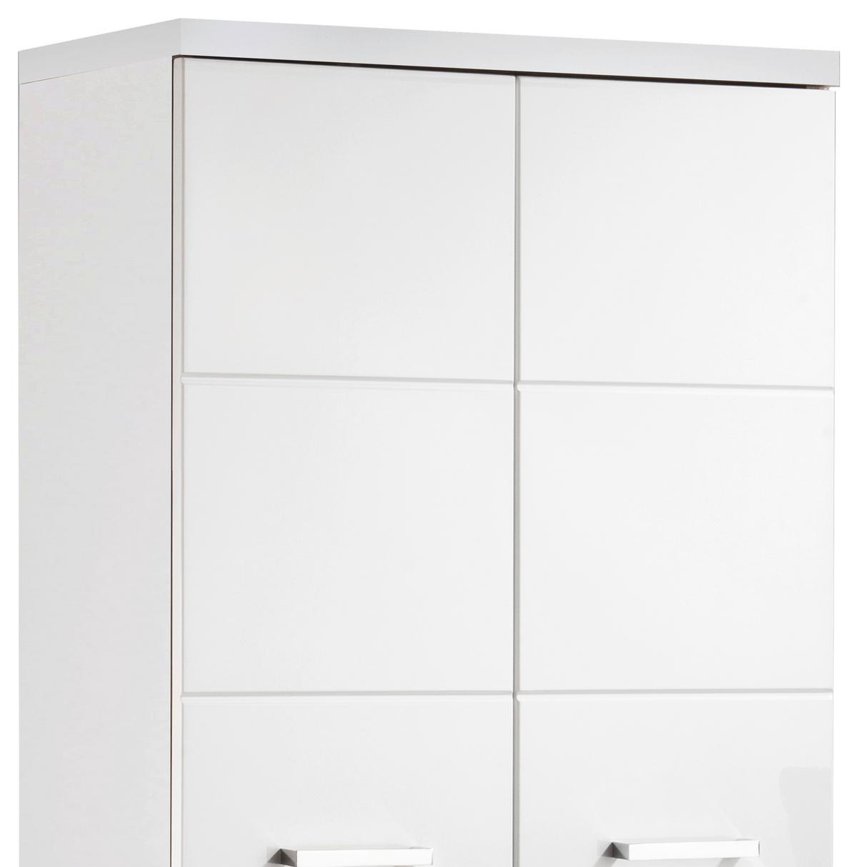 Hochschrank Nebraska06 B: 50cm Weiß - Chromfarben/Weiß Hochglanz, MODERN, Holzwerkstoff (50/192/31,5cm) - MID.YOU