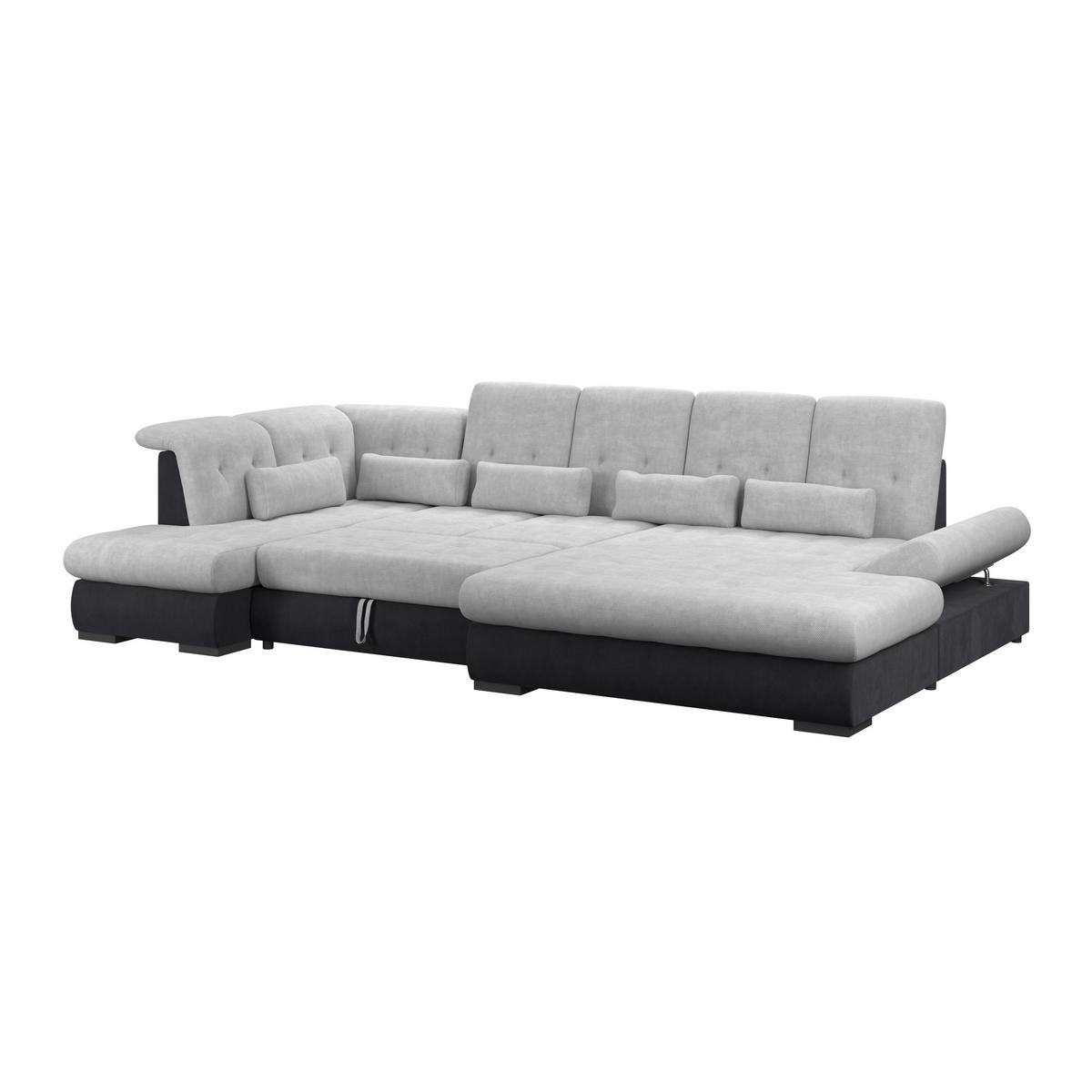 Wohnlandschaft Madera Silberfarben, S: 212x358 cm - Anthrazit/Silberfarben, KONVENTIONELL, Kunststoff/Textil (212/358/190cm)