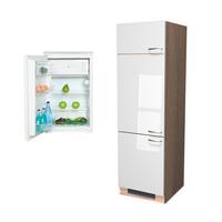 Geräteumbauschrank Valero G-60-101-000 - Weiß Hochglanz/Sonoma Eiche, MODERN, Holzwerkstoff (60/200/57cm) - FlexWell