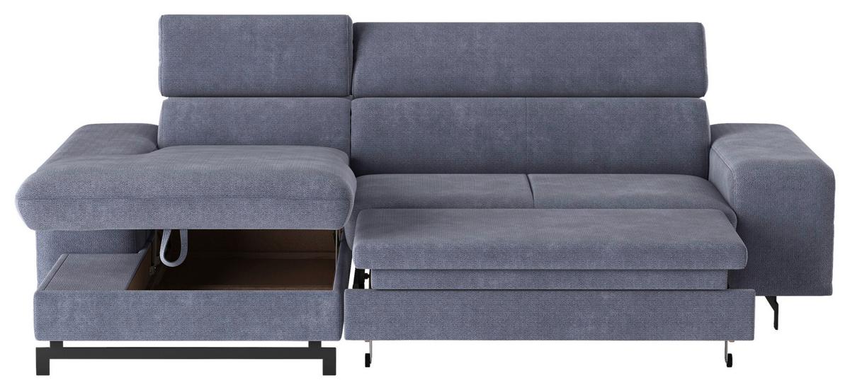 Ecksofa mit Bettkasten Emma Blau 165x267 cm - Blau/Schwarz, Textil (165/267cm) - MID.YOU