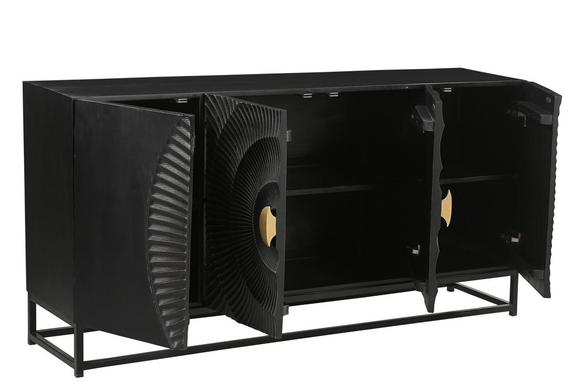 Sideboard Schwarz/Goldfarben B: 150cm - Goldfarben/Schwarz, Design, Holz/Metall (150/75/38cm) - MID.YOU