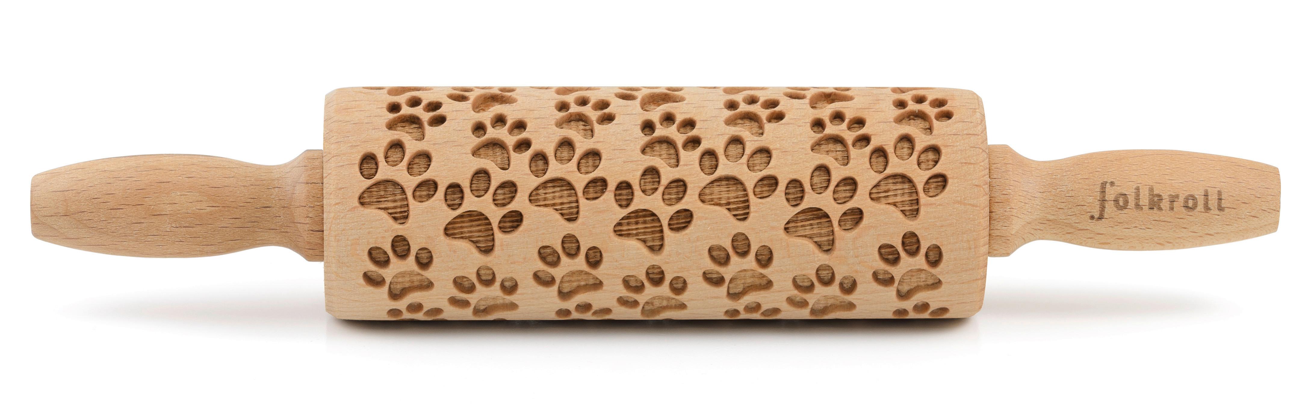 Motiv-teigrolle, Holz, Tatzen Teigrolle 3d Motivbuchenholz - Naturfarben, Basics, Holz (23/4,5/4,5cm) - Folkroll