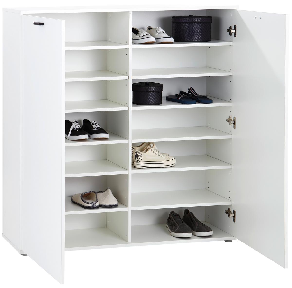 Schuhschrank Boot 2 Weiß B: 120 cm - Weiß, MODERN, Holzwerkstoff (120/125/37cm)