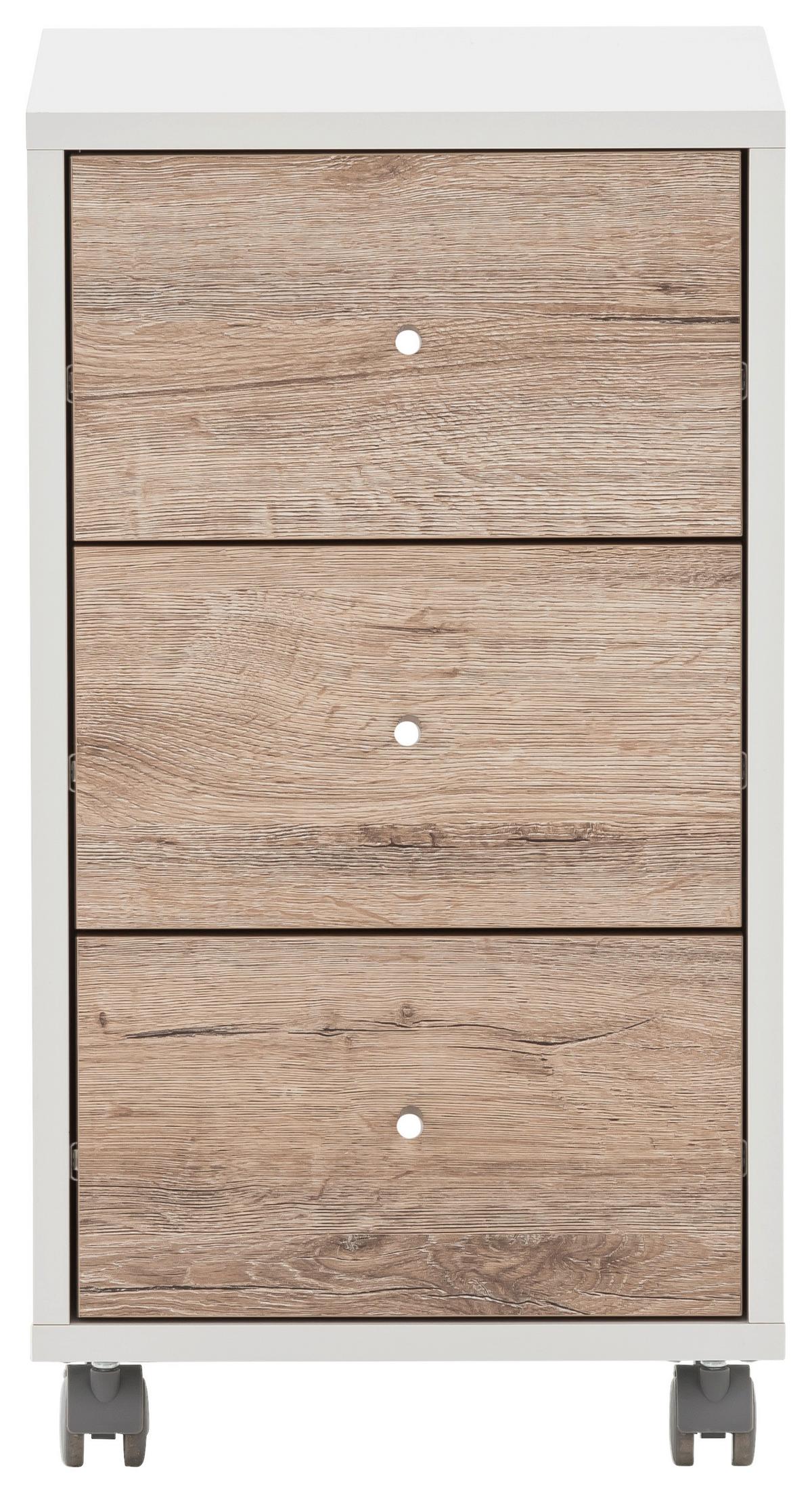 Rollcontainer 400 Rollcontainer - Wildeiche/Weiß, MODERN, Holzwerkstoff/Kunststoff (32,6/59,7/39,1cm) - MID.YOU