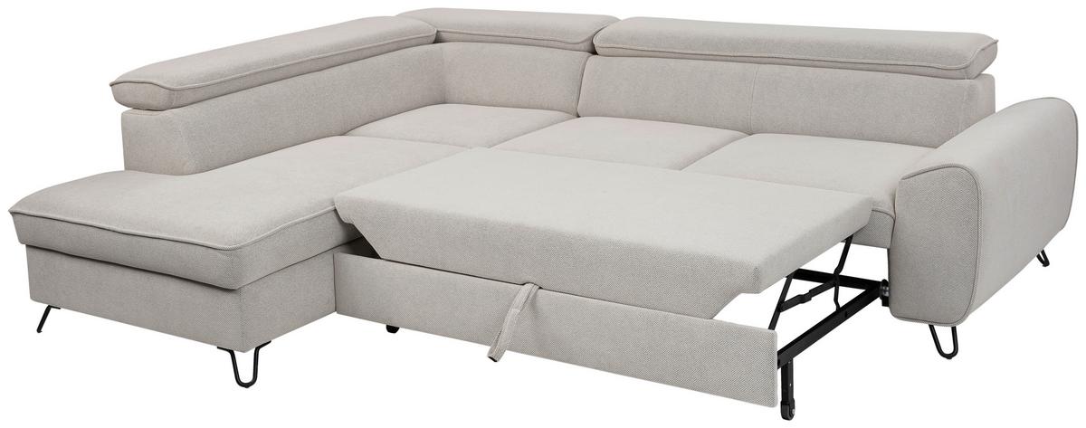 Rohová sedačka IDYLLA, levá bílá,úl.prostor,lůžko - bílá/černá, Design, kov/textil (200/250cm)