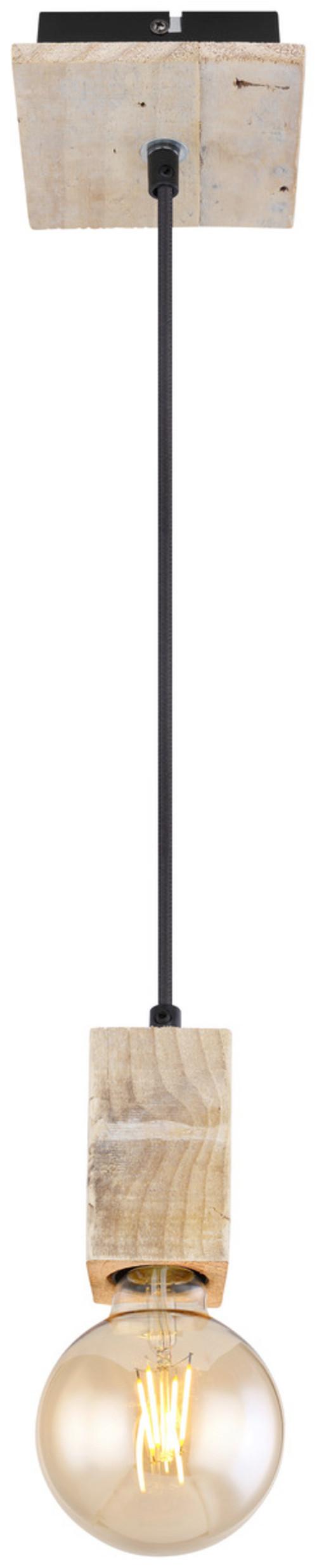 Hängeleuchte Adalie H: 120 Cm 1-Flammig, Industrial-Design - Dunkelbraun/Schwarz, Natur, Holz/Textil (12/12/120cm) - Globo