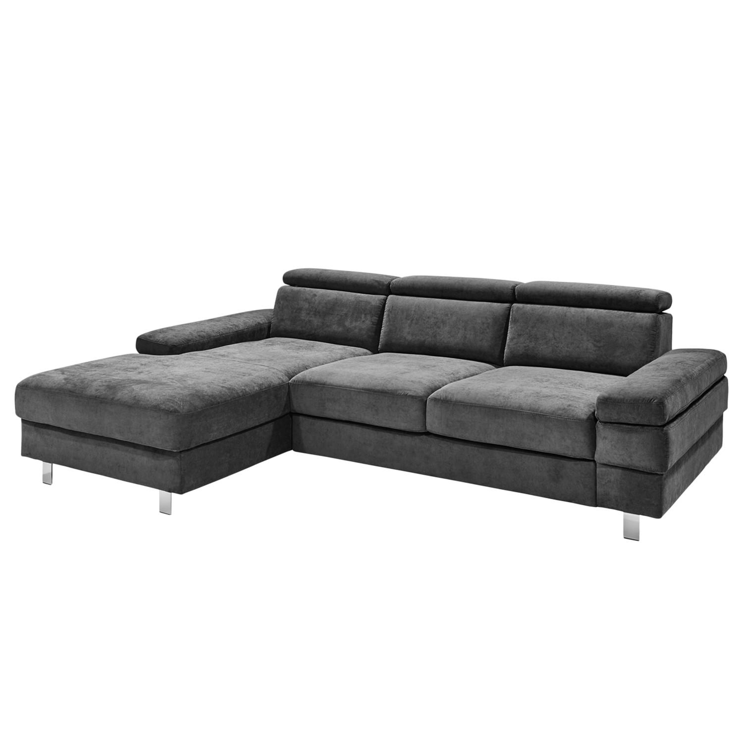 Ecksofa Elvis, Anthrazit S: 182x259 Cm - Anthrazit/Silberfarben, KONVENTIONELL, Textil (182/259cm) - Trendmanufaktur