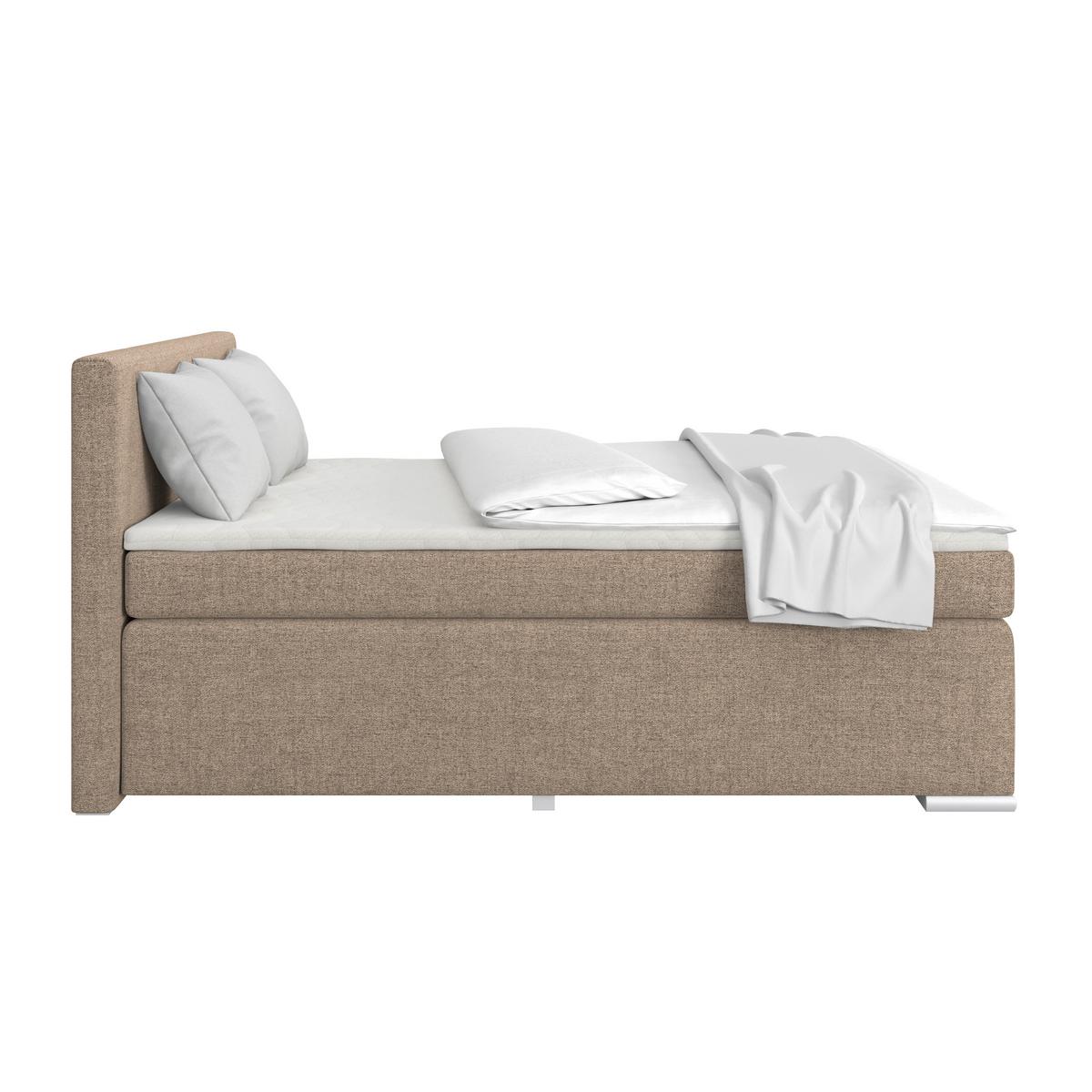 Boxspringbett Mira I Nordic, Lf: 180x200 cm - Alufarben/Cappuccino, Basics, Textil (180/200cm)