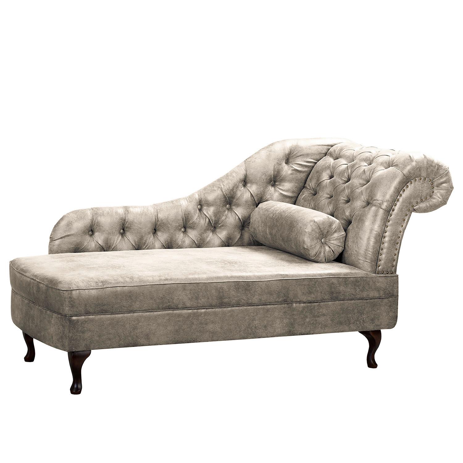 Récamiere Pako Hellgrau B: 185cm - Hellgrau/Braun, Design, Textil (185/93/75cm) - Livetastic