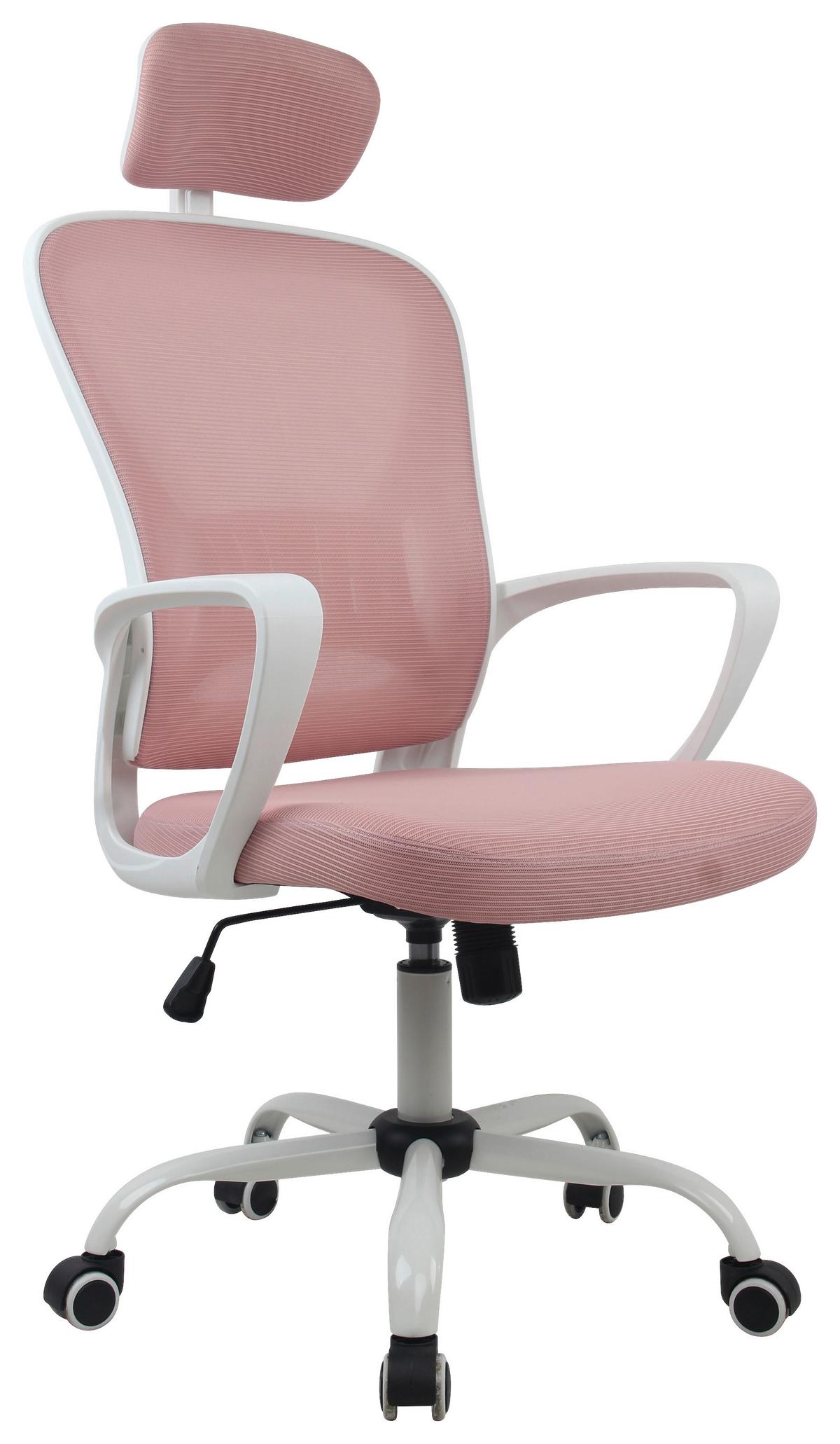 Drehstuhl Caorle mit Armstützen Pink - Pink/Weiß, MODERN, Kunststoff/Textil (60/118/65cm) - MID.YOU