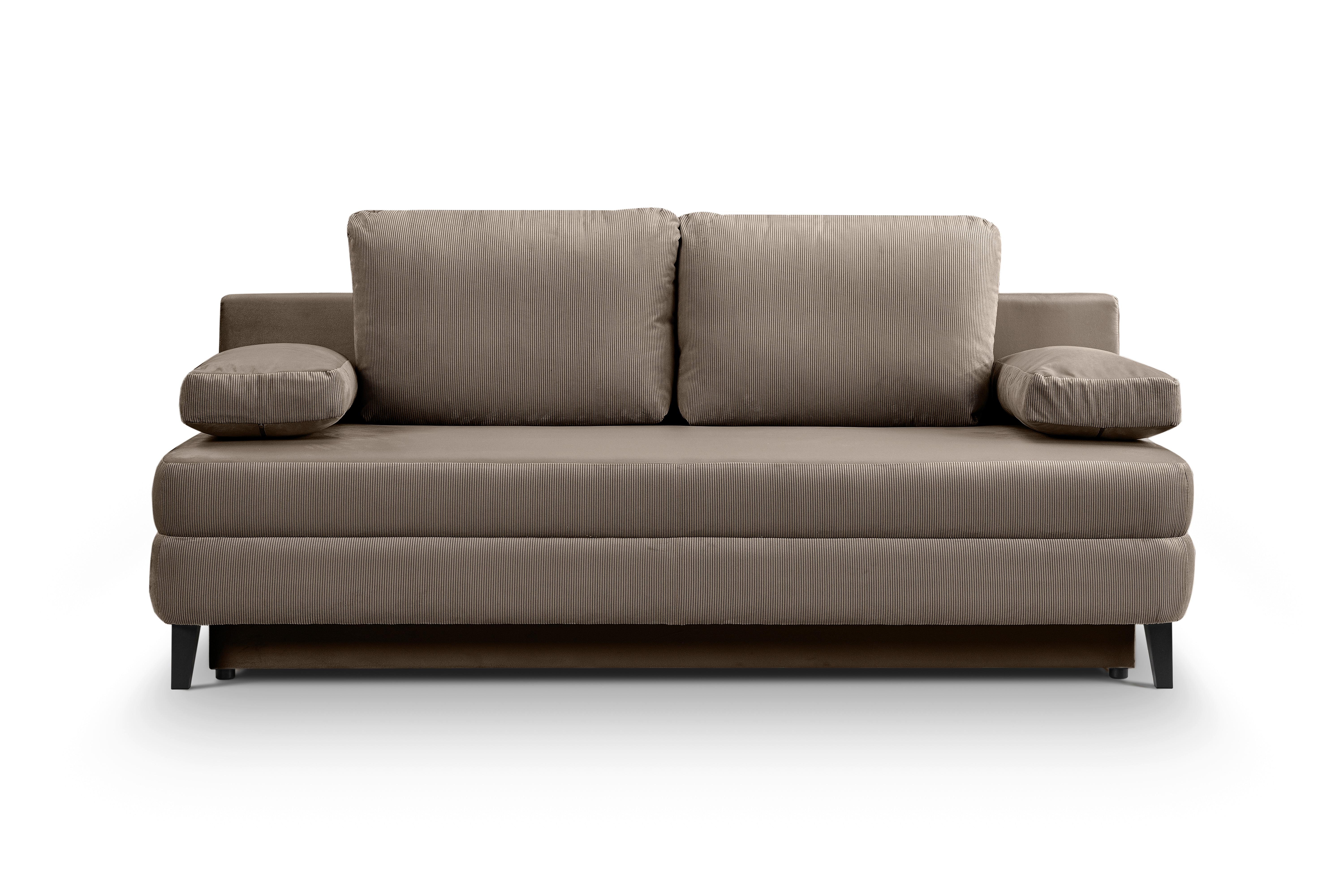 Schlafsofa Sorto Beigebraun B: 200cm - Beigebraun/Schwarz, Basics, Holz/Textil (200/91/100cm) - MID.YOU