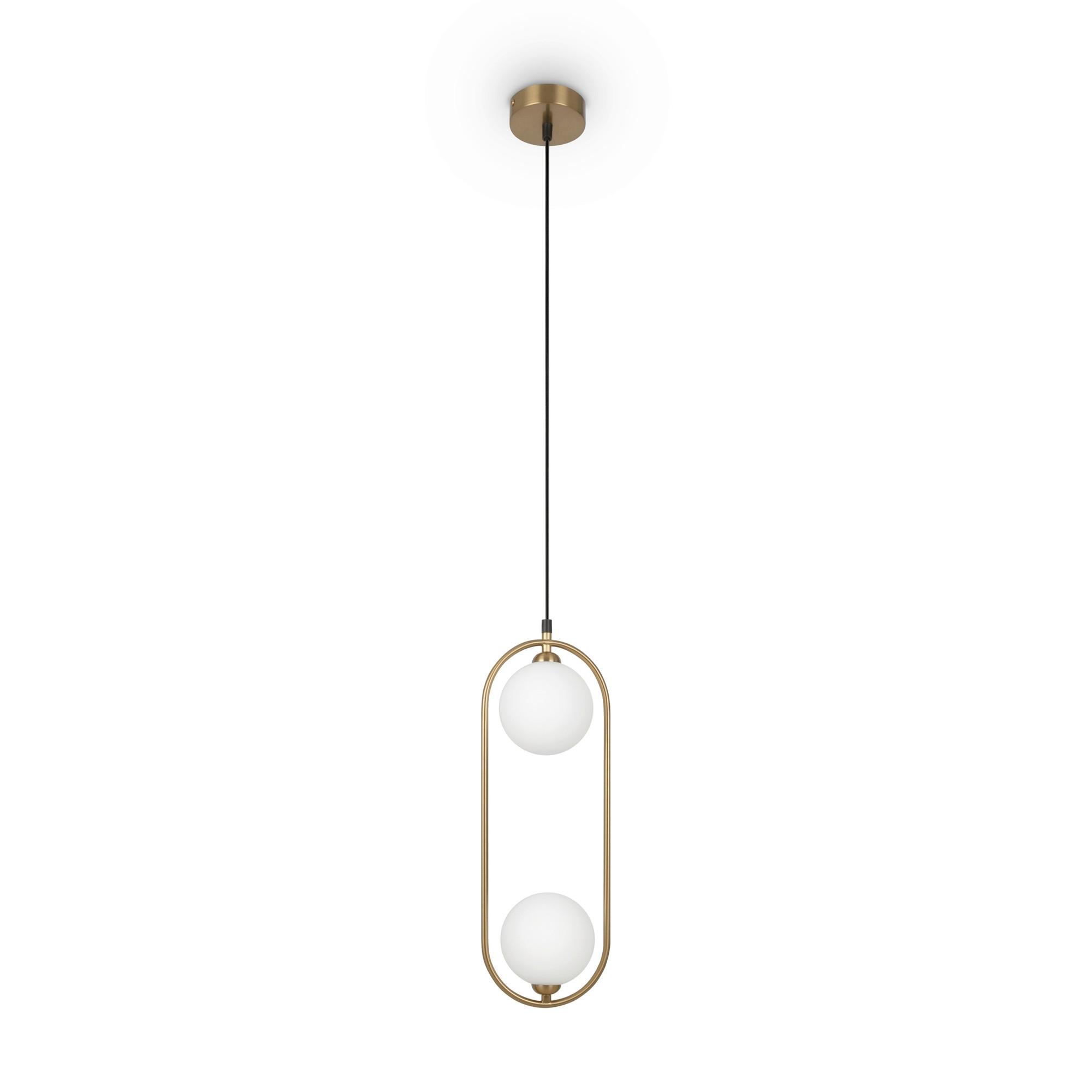 Pendelleuchte Ring - Messingfarben/Weiß, Trend, Glas/Metall (17/12/48cm) - MAYTONI