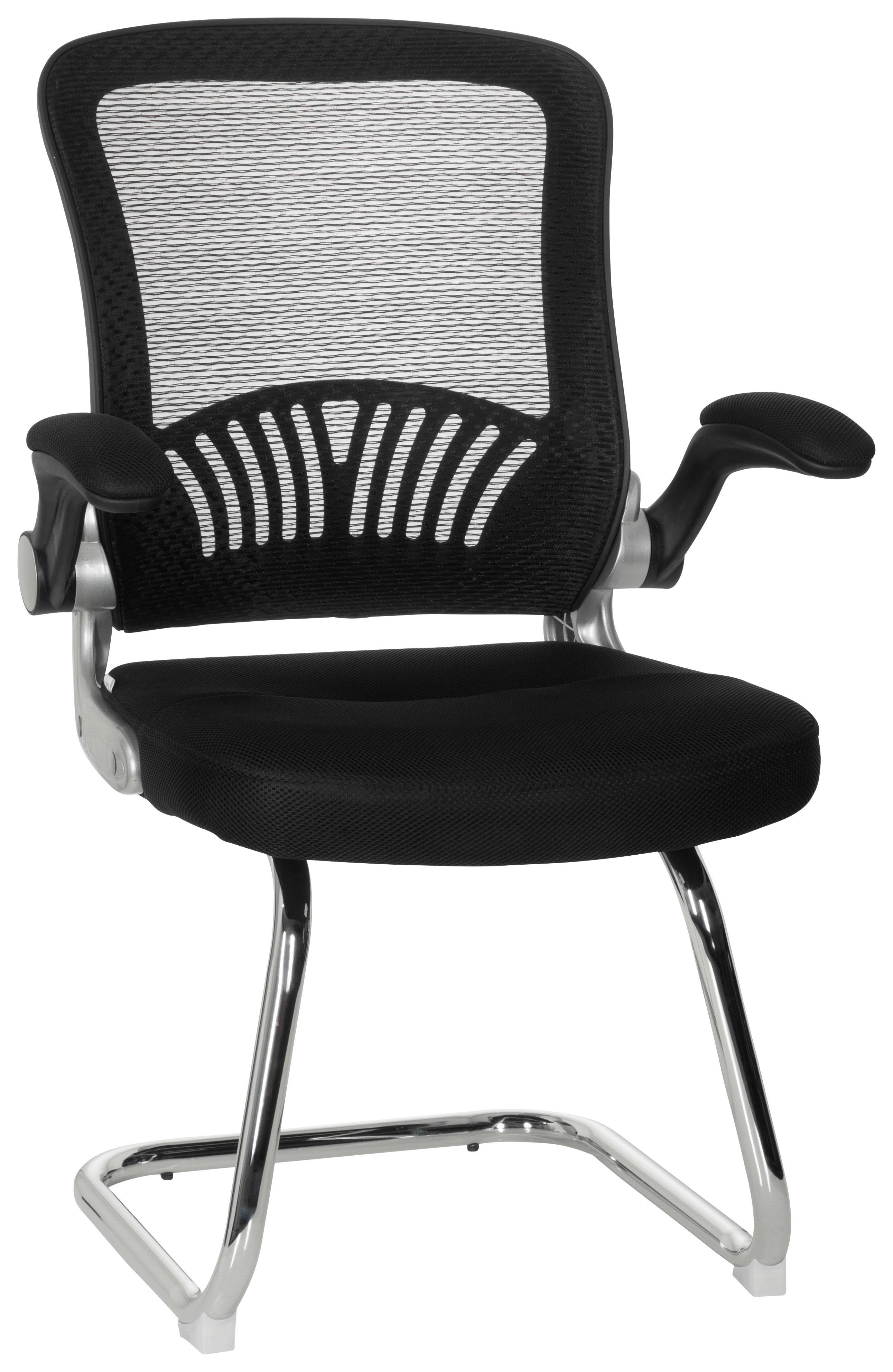 Besucherstuhl Flyer Pro V Schwarz - Chromfarben/Schwarz, MODERN, Textil/Metall (64/103/64cm) - MID.YOU