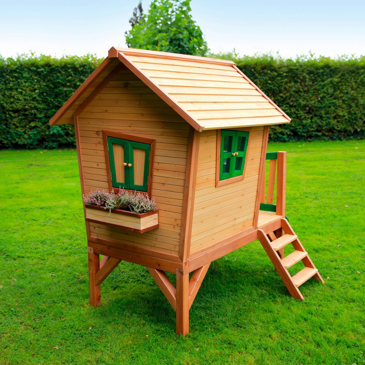 Spielhaus Natur, Rot L: 177 B: 264 H: 203 - Rot/Braun, LIFESTYLE, Holz/Kunststoff (177/264/203cm)