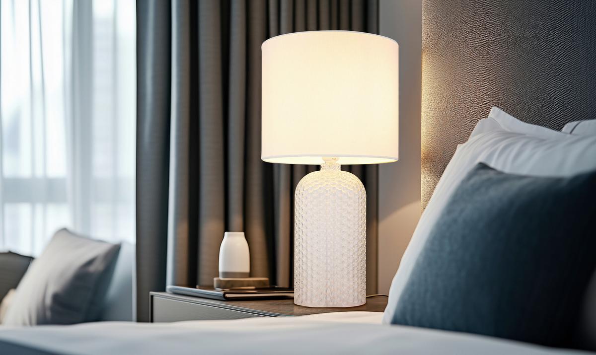 STOLNÁ LAMPA SOFIA - biela, Basics, textil/plast (26,5/50cm) - Globo