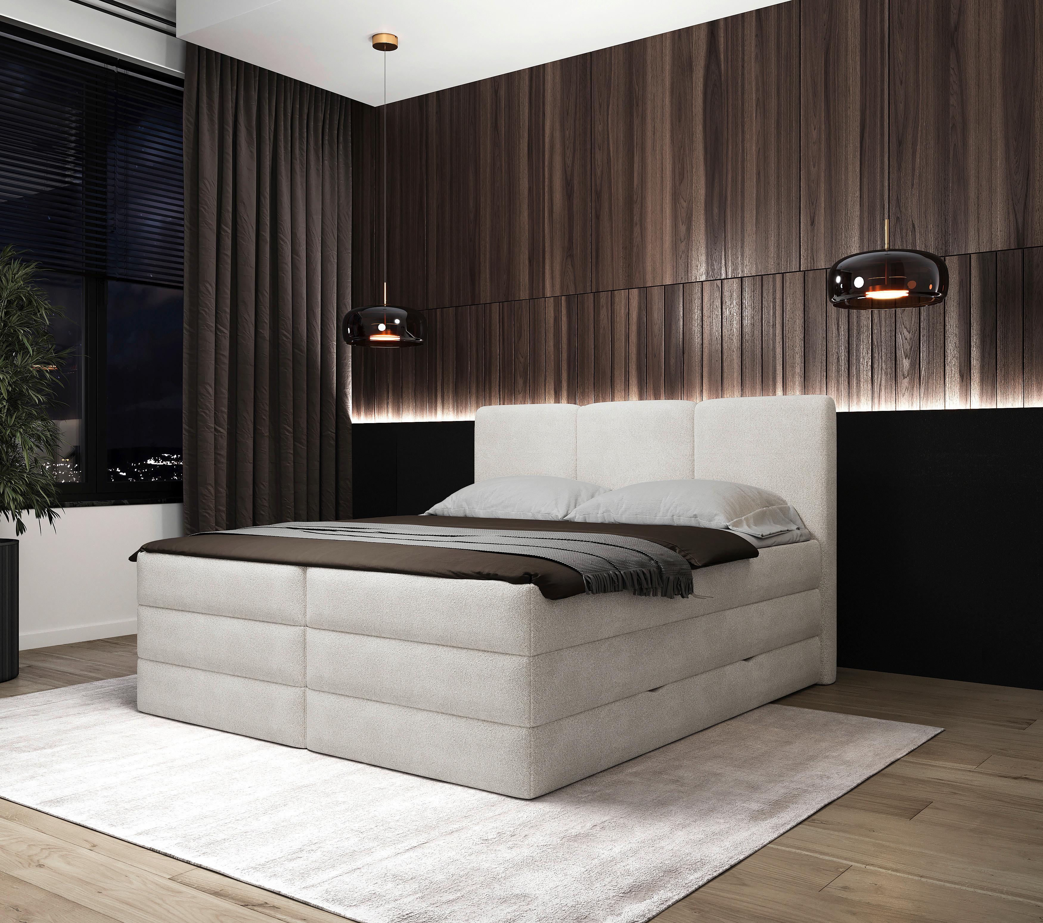 Boxspringbett mit Bettkasten 180x200 Castel - Schwarz/Weiß, MODERN, Holz/Holzwerkstoff (180/200cm) - MID.YOU
